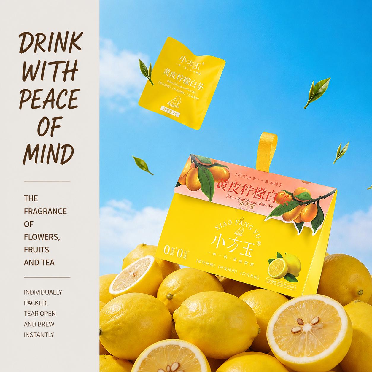 Wampee Lemon White Tea Beverage, 3g x 10 Bags, Clean Caffeine Citrus Fruit & Herbal Tea