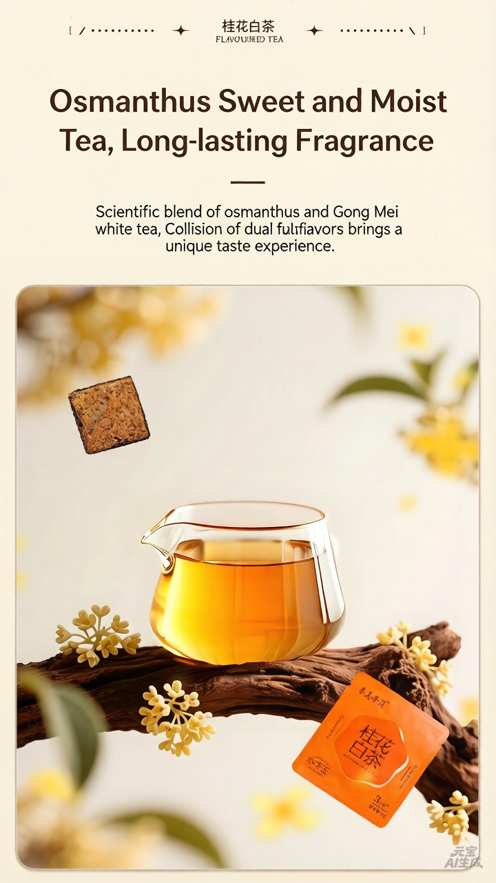 2025 Harvest Osmanthus Gardenia White Tea Cakes, 12×5g (60g/Box) Naturally Scented Sugar-Free Beverage, Daily Hot-Cold Brew Tea for Youth, Daily Tea