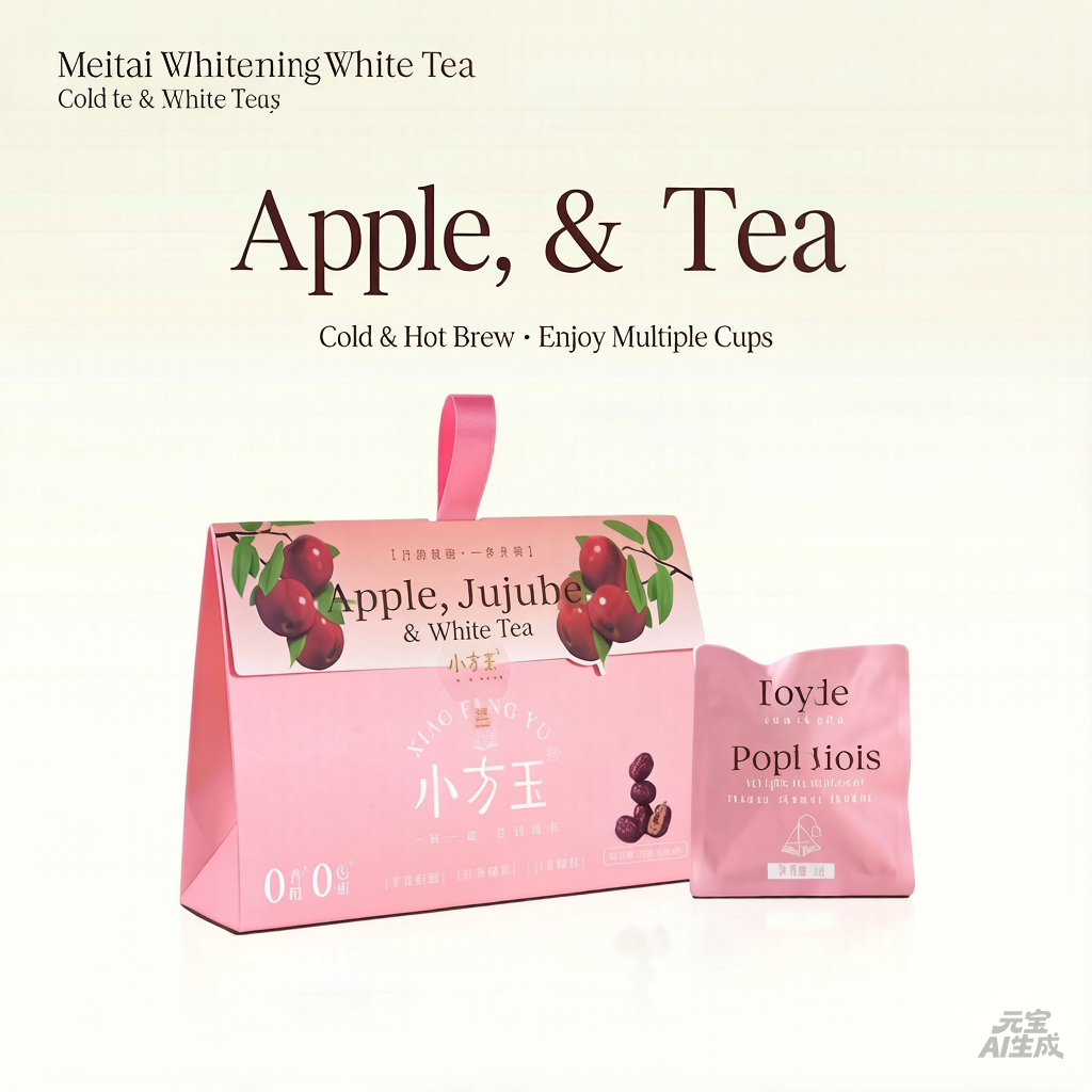 Apple & Red Date White Tea (Authentic Gongmei) – Dual Brew (Hot/Cold) Flavored Tea Bags, 3g/Bag, 10 Bags/Pack