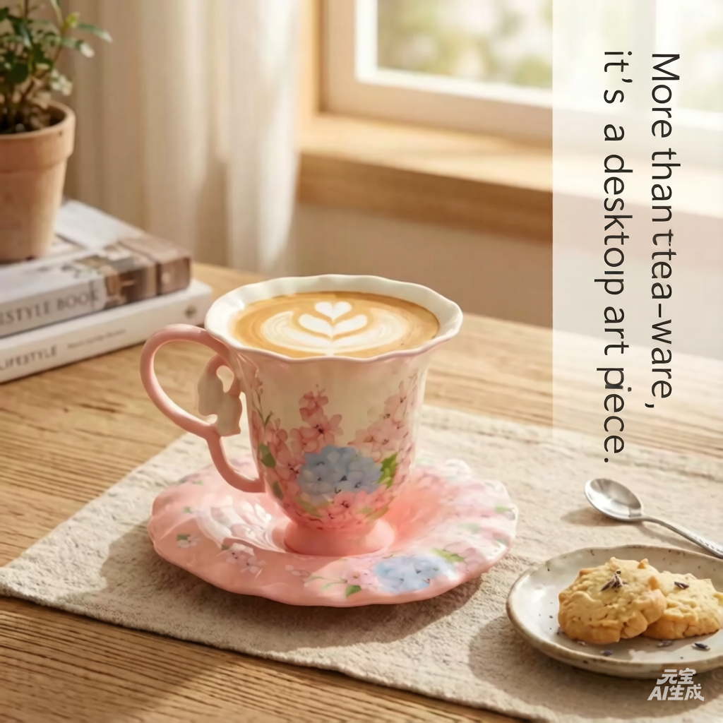 Smooth Ceramic French Look Retro Flowers Aesthetic Coffee Cup & Saucer Set (260ml) - Women's Drinkware Must-Haves, Ideal for Latte, Afternoon Tea