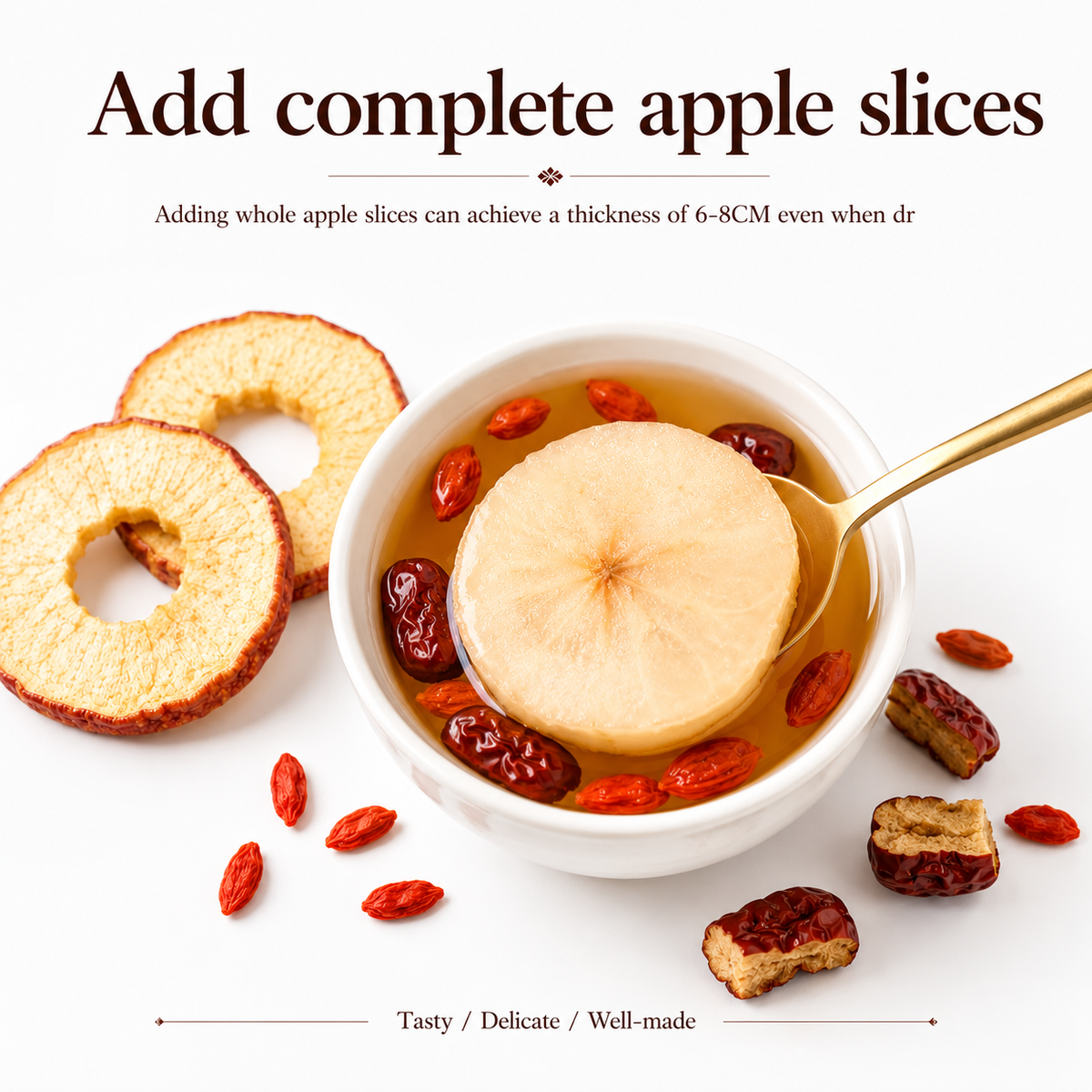 Apple Goji Berry & Ginseng Tea Bag – with Astragalus, Red Date, Ophiopogon | Herbal Fruit Tea for Wellness