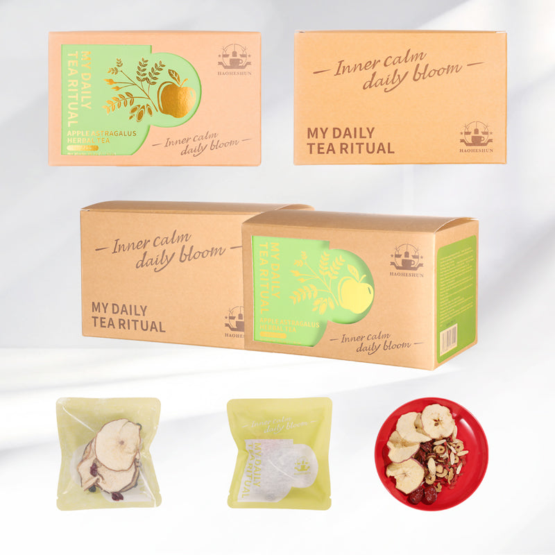 Apple Goji Berry & Ginseng Tea Bag – with Astragalus, Red Date, Ophiopogon | Herbal Fruit Tea for Wellness