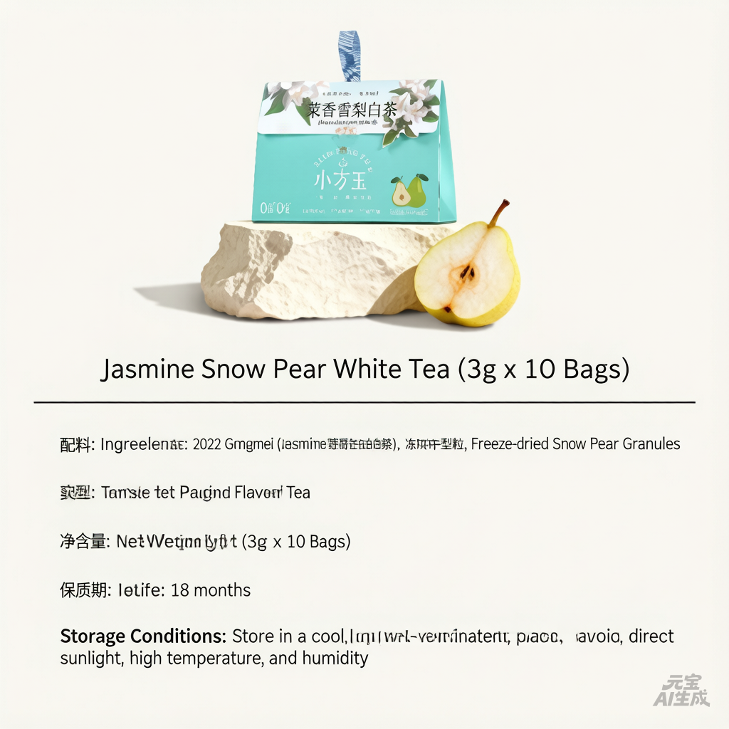 Jasmine White Tea with Pear | Refreshing Snow Pear Herbal Blend | Loose Leaf Tea Gift