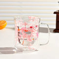 200ml High Borosilicate Double-Wall Heat-Resistant Insulated Glass Mug - Hourglass-Shape Slim Profile Floral Tea Cup with Genuine Preserved Flower Layer for Tea Lovers, Glassware Drinkware, Dining