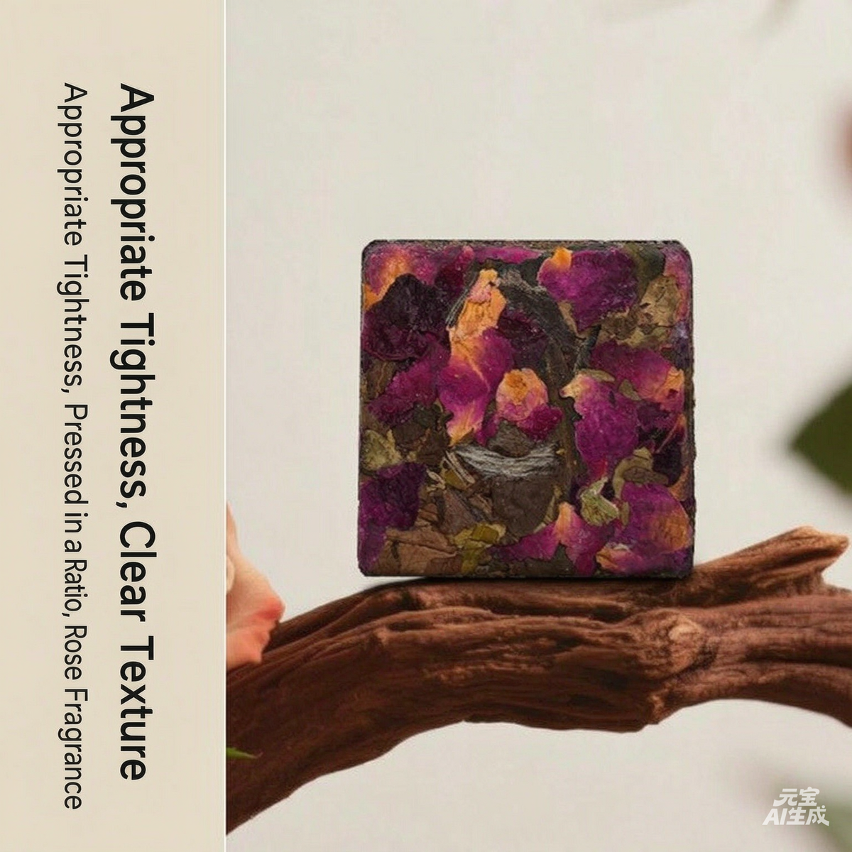 FuDing Tea Town Xiao Fang Yu Rose White Tea (2021 Gongmei & Double-Petaled Red Rose) Compressed Square Tea, 60g (5g×12pcs)