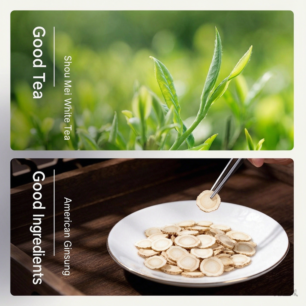 American Ginseng White Tea (2022 Shoumei & American Ginseng Compressed Flavored Tea, 30g Portable Iron Box)