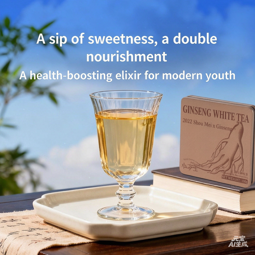 American Ginseng White Tea (2022 Shoumei & American Ginseng Compressed Flavored Tea, 30g Portable Iron Box)