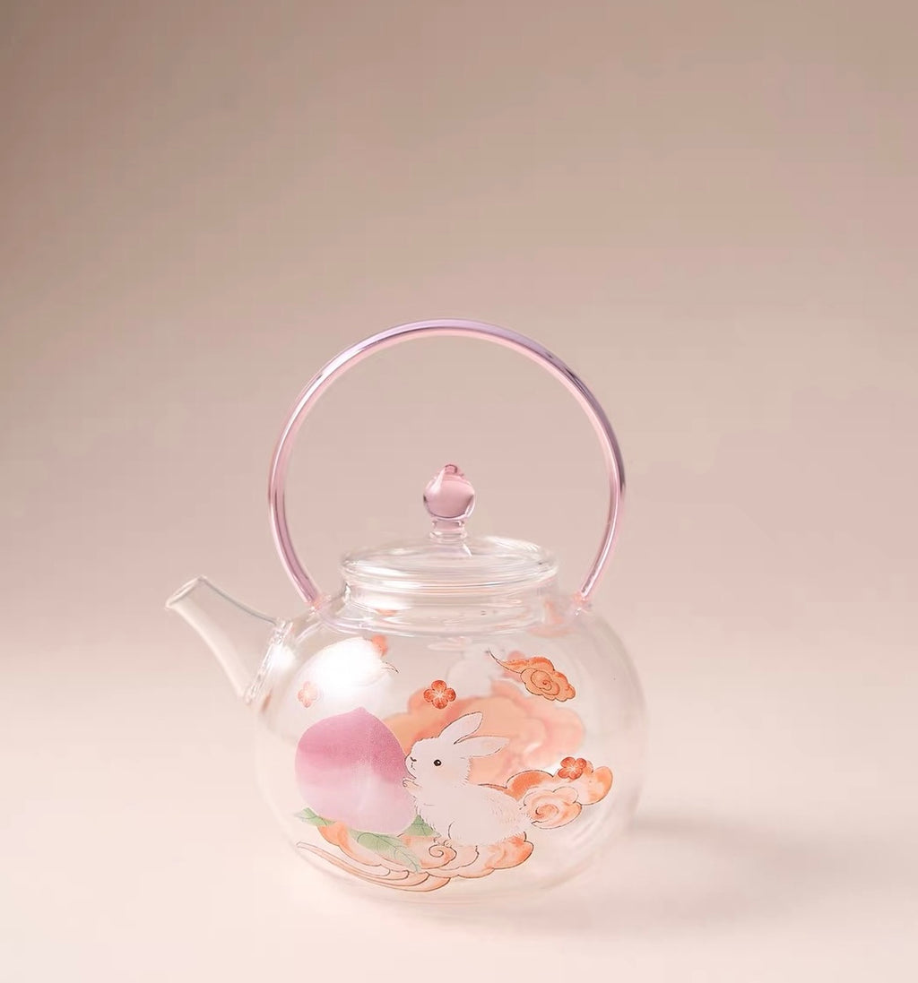 Jade Rabbit Glass Tea Infuser Set , High-Borosilicate, Heat-Resistant, with Handle