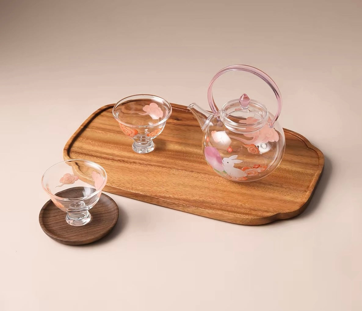 Jade Rabbit Glass Tea Infuser Set , High-Borosilicate, Heat-Resistant, with Handle