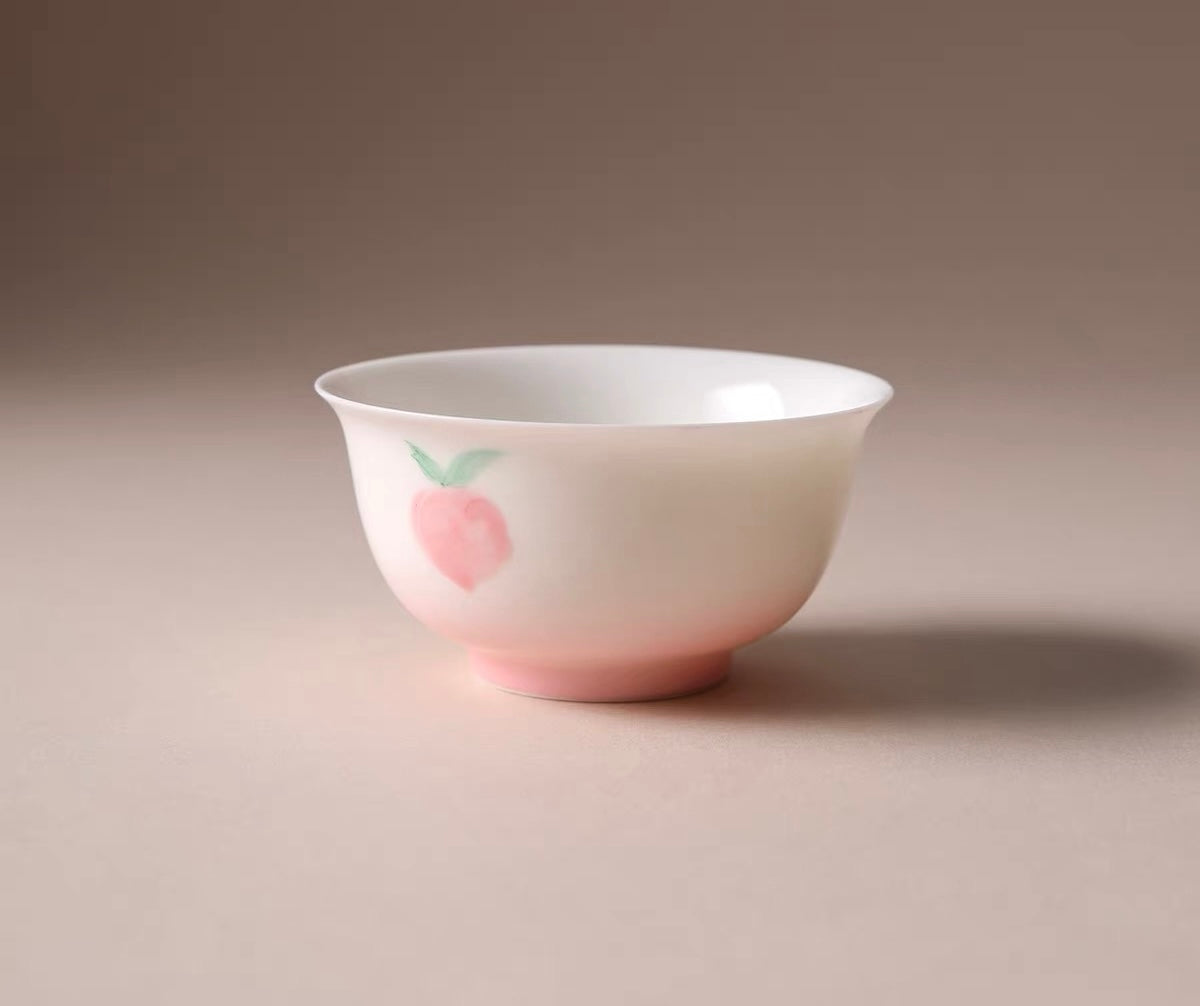 120ml Hand-Painted Peach Porcelain Gaiwan & Cup Set New Chinese Style Ceramic Tea Bowl High Aesthetic Gift for Women