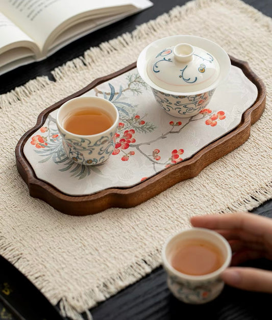 2026 New Style Lotus Scroll Pattern Pink Peach Ceramic Gaiwan & Tea Cup Set High-End 3-Piece Chinese Kung Fu Tea Ware for Home Brewing