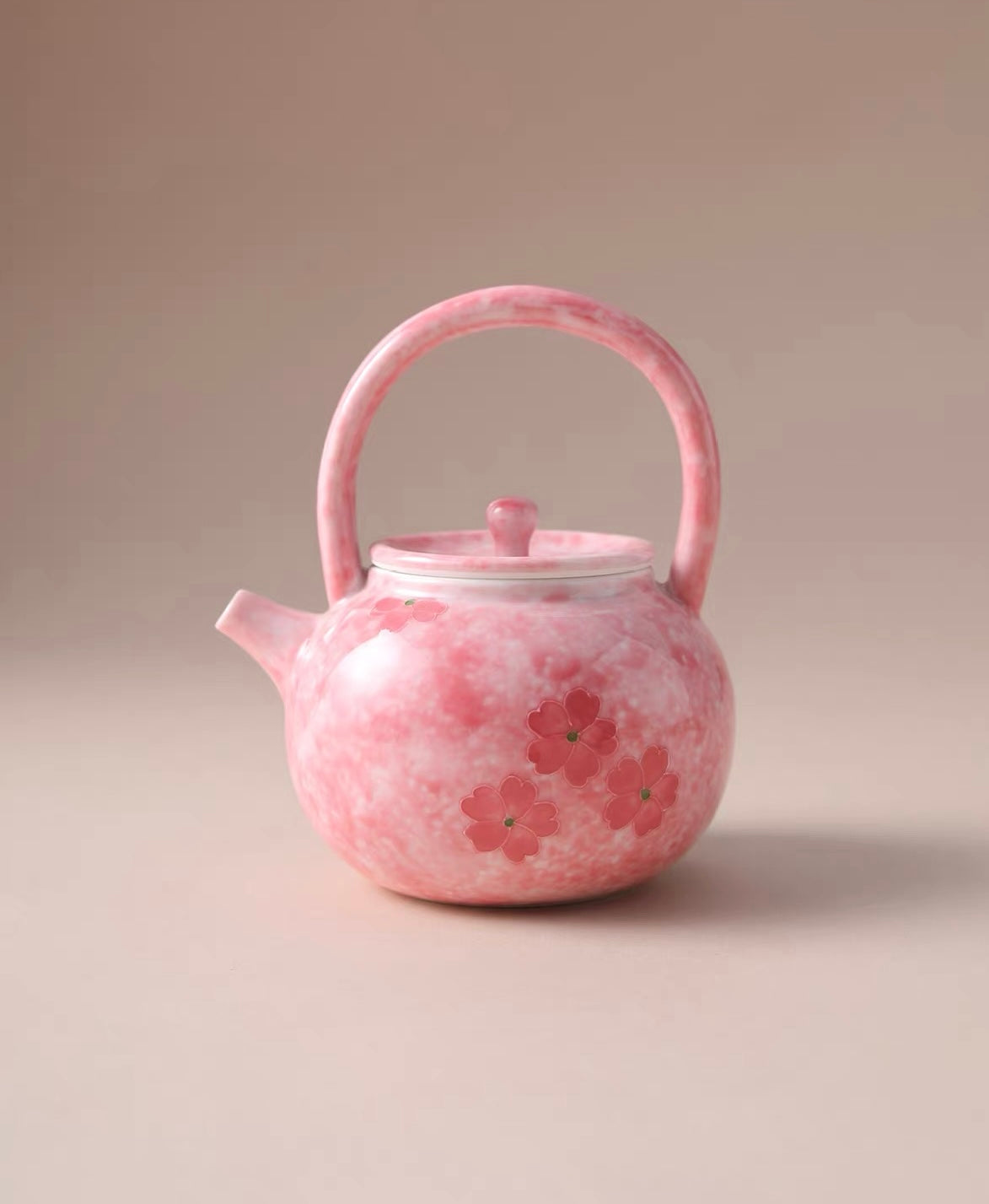 Sakura Solo Tea Set – Hand-Painted Yingqing Porcelain Teapot & Cup for One, Includes One Teapot and One Matching Cup