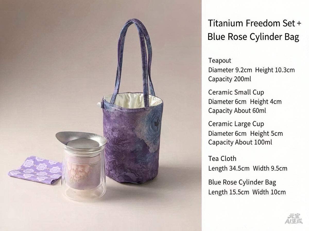 Nancy Tea House Titanium Freedom Set + Blue Rose Cylinder Bag