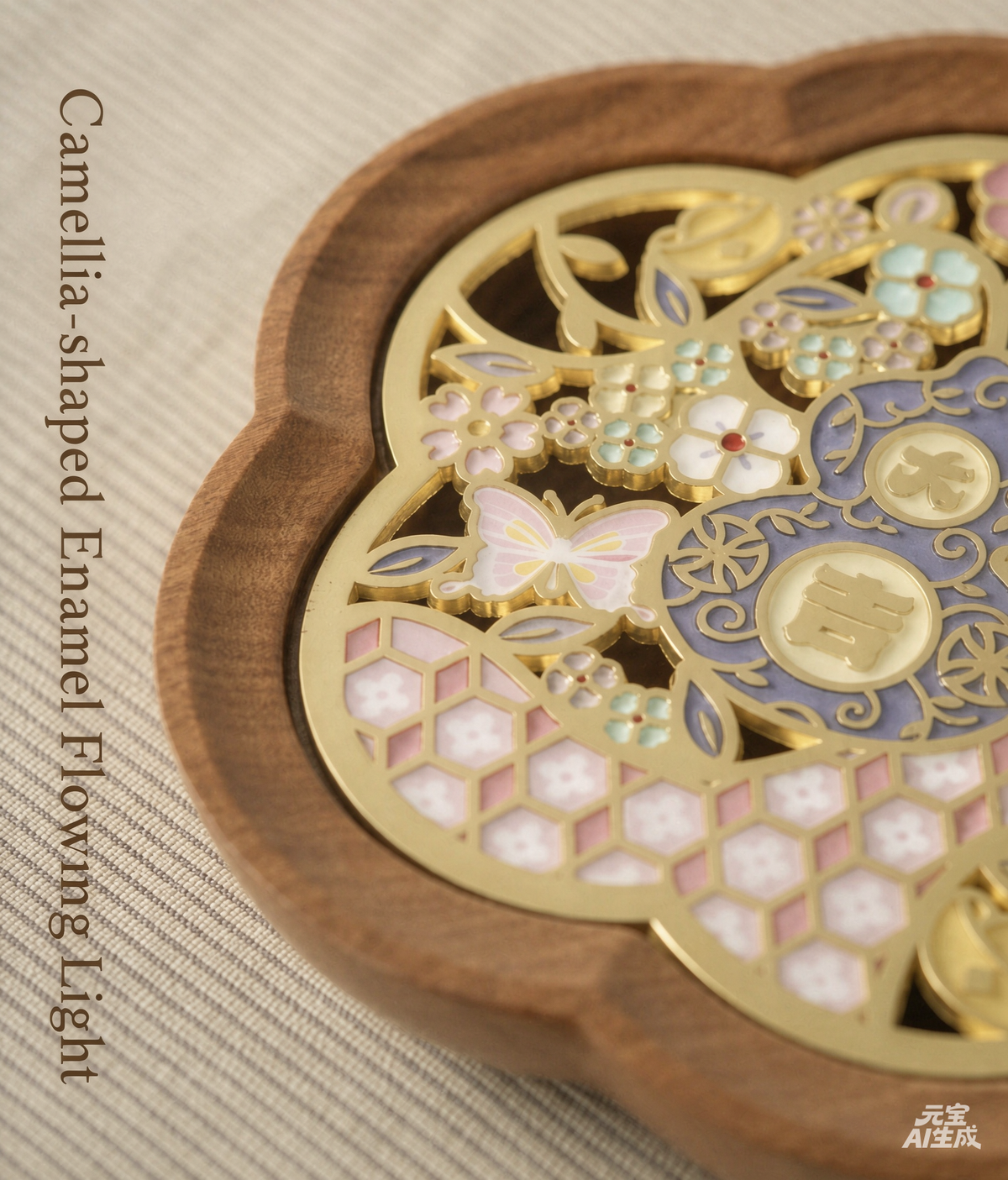 Daji Begonia Teapot Holder Tray | Walnut Wood Enamel Water-Storing Base | Yixing Pot Tray & Cup Mat | High-End Dry Tea Table