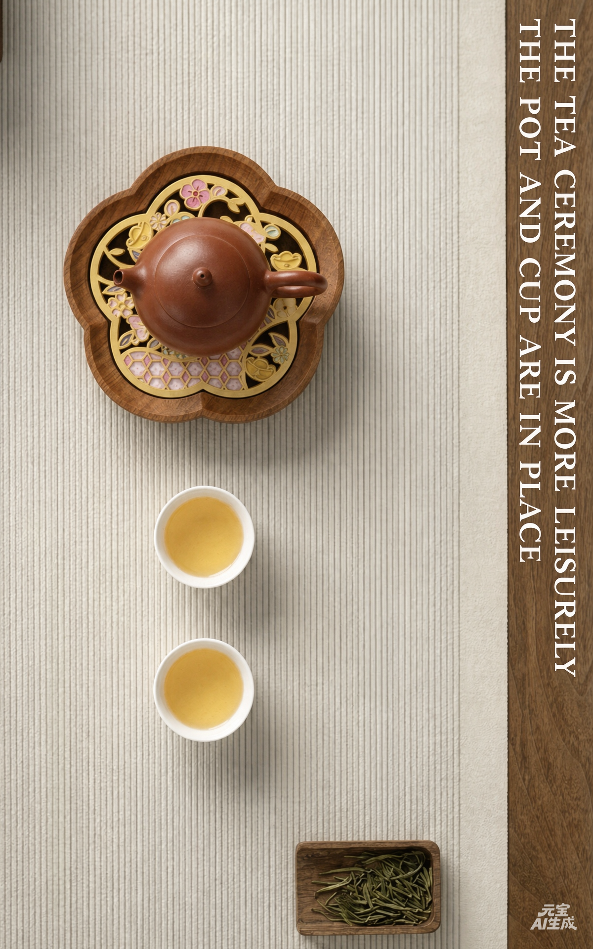 Daji Begonia Teapot Holder Tray | Walnut Wood Enamel Water-Storing Base | Yixing Pot Tray & Cup Mat | High-End Dry Tea Table