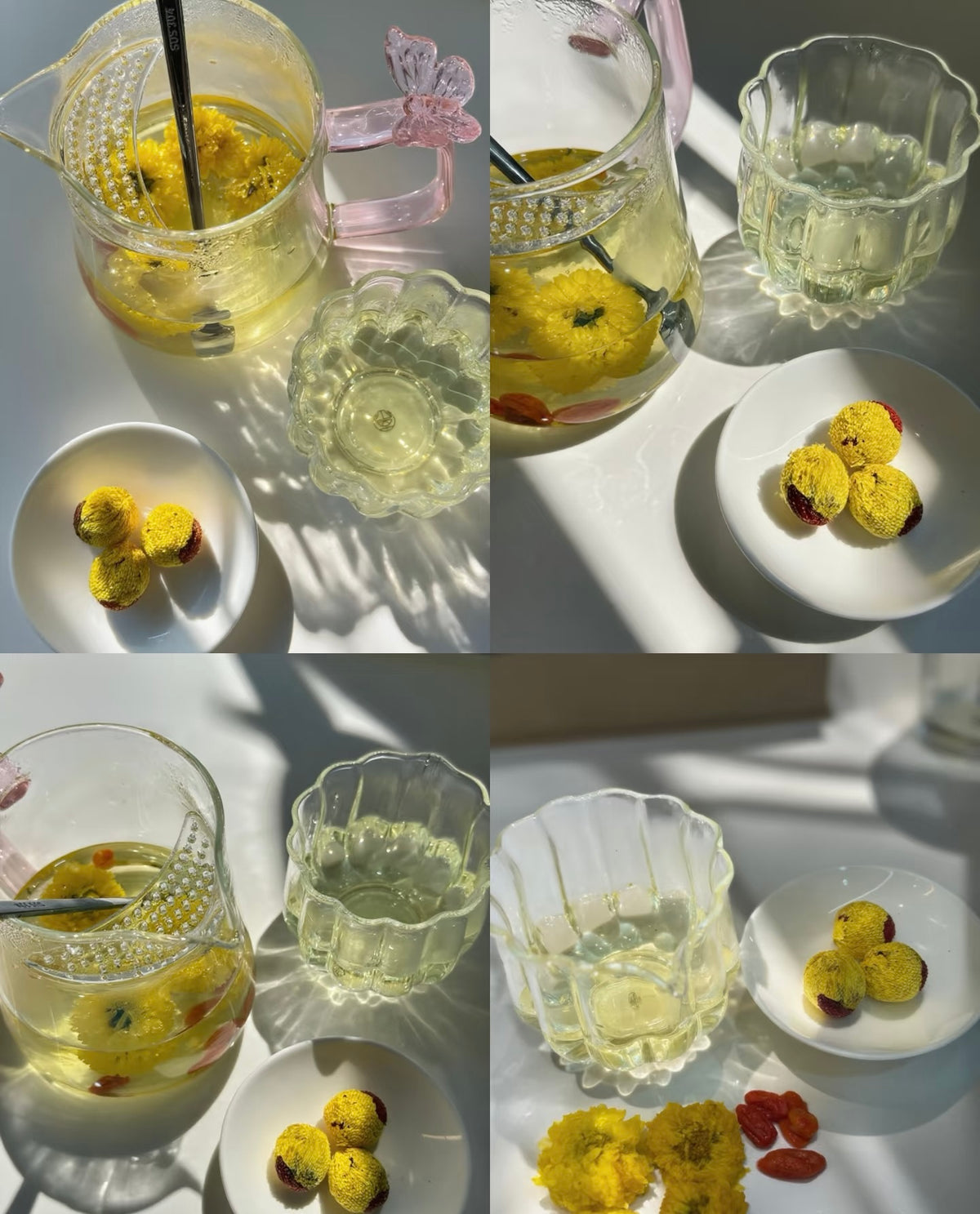 Handcrafted Dragon Ball Flower Tea – Four Flavors Gift Set (Chrysanthemum & Goji Berry + Hibiscus & Aged Tangerine Peel + Pure Jasmine + Hundred Flowers Ball)