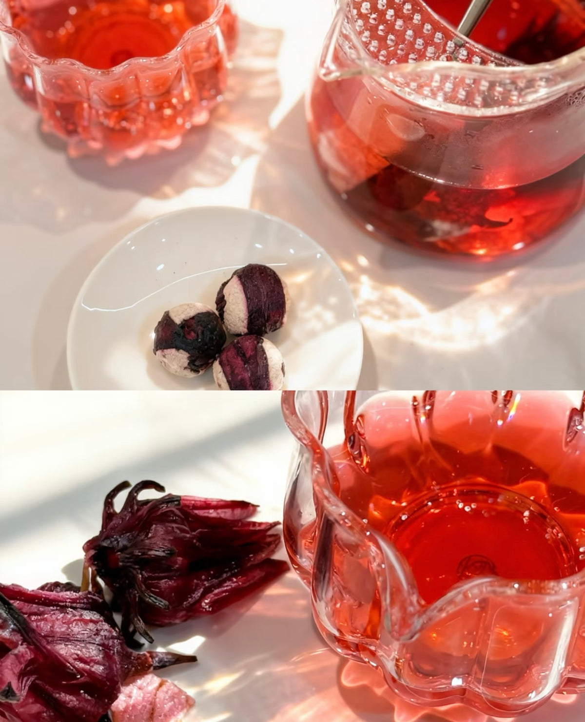 Handcrafted Dragon Ball Flower Tea – Four Flavors Gift Set (Chrysanthemum & Goji Berry + Hibiscus & Aged Tangerine Peel + Pure Jasmine + Hundred Flowers Ball)