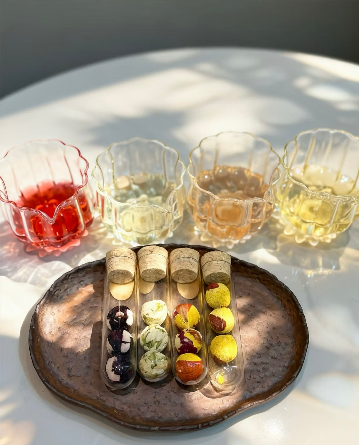 Handcrafted Dragon Ball Flower Tea – Four Flavors Gift Set (Chrysanthemum & Goji Berry + Hibiscus & Aged Tangerine Peel + Pure Jasmine + Hundred Flowers Ball)