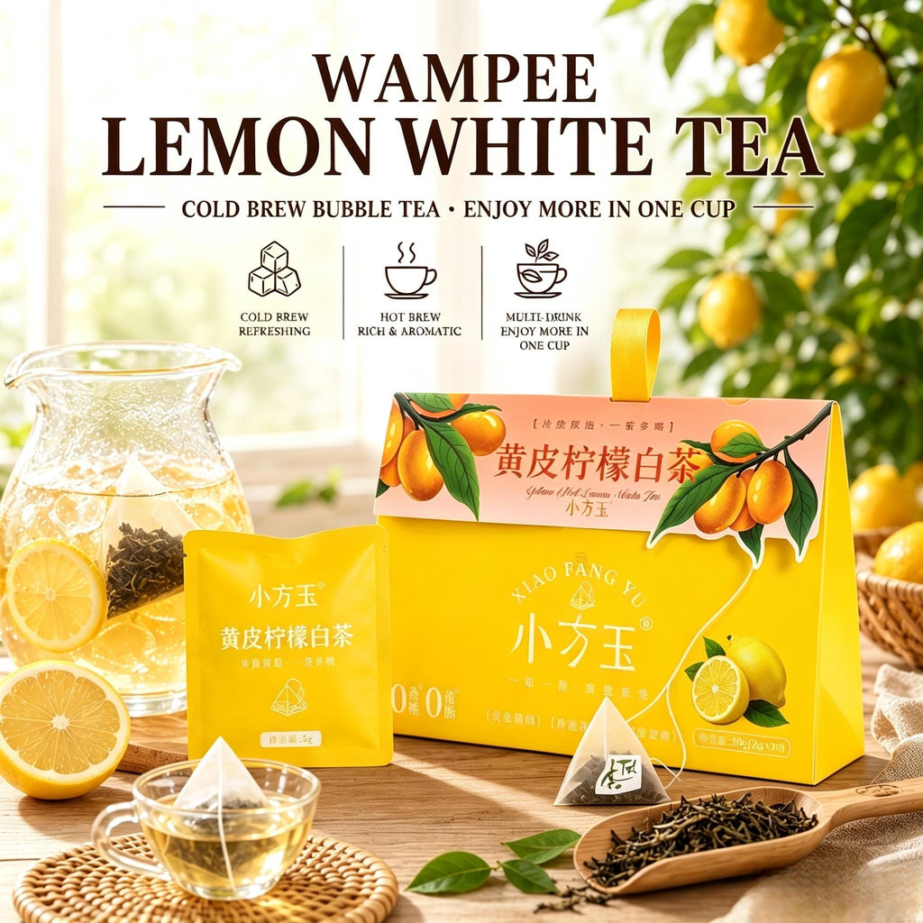 Wampee Lemon White Tea Beverage, 3g x 10 Bags, Clean Caffeine Citrus Fruit & Herbal Tea