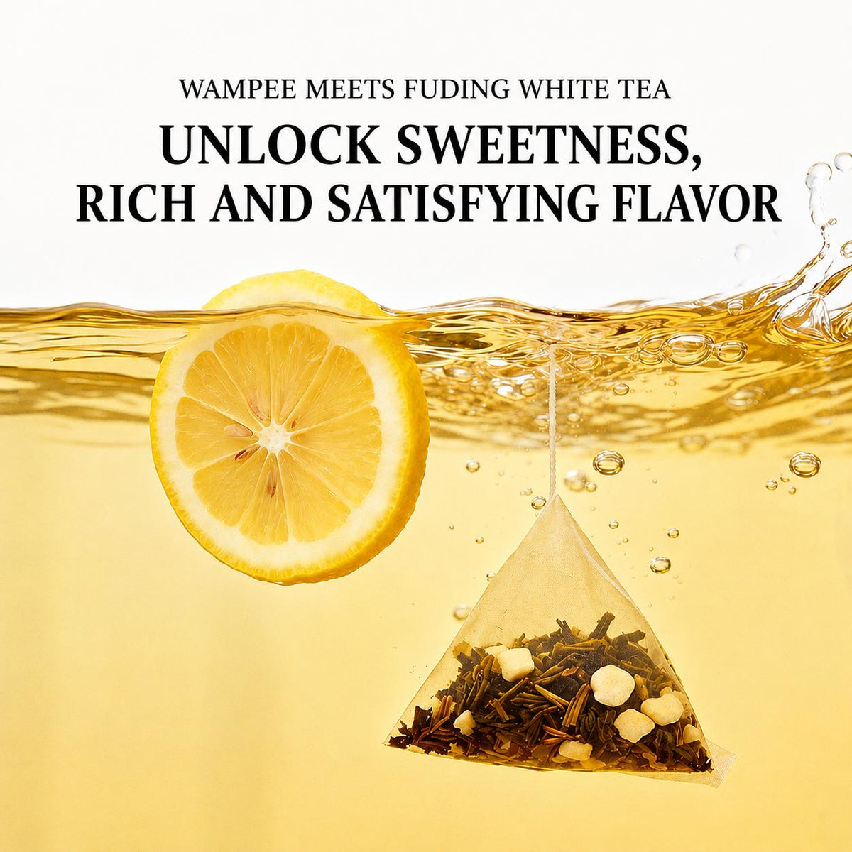 Wampee Lemon White Tea Beverage, 3g x 10 Bags, Clean Caffeine Citrus Fruit & Herbal Tea