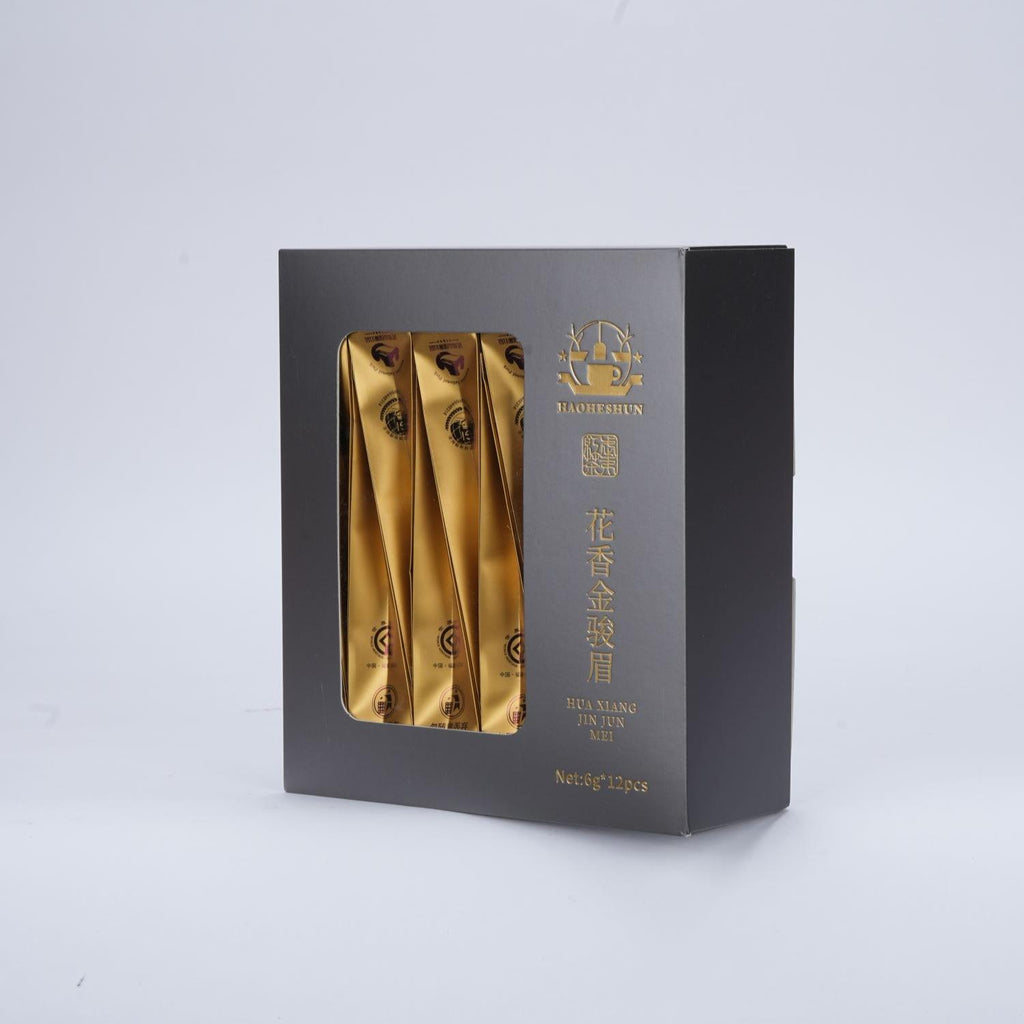 Premium Golden Jun Mei Black Tea - 6g x12 Flower-Infused Single Bud Tea Bags, Fragrant & Elegant, 12 Packs, 100℃ Infusion, 5-7 Steeps